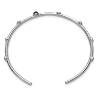 Sterling Silver Polished Rhodium-plated CZ Smokey Quartz Cuff Bangle