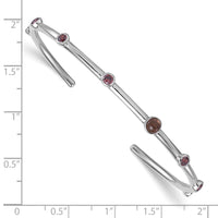 Sterling Silver Polished Rhodium-plated CZ Smokey Quartz Cuff Bangle