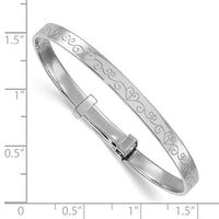 Sterling Silver Rh-plated Heart Pattern Children's Expandable Bangle
