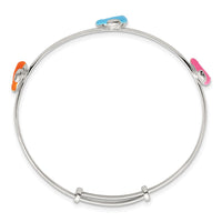 Sterling Silver Enameled Dolphins Expandable Slip-on Youth Bangle Bracelet