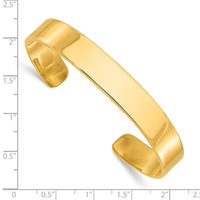 Sterling Silver Gold-plated 9.75mm Cuff Bangle Bracelet