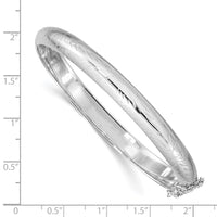 Sterling Silver RH-plated 7mm Diamond-cut Fancy Hinged Bangle Bracelet