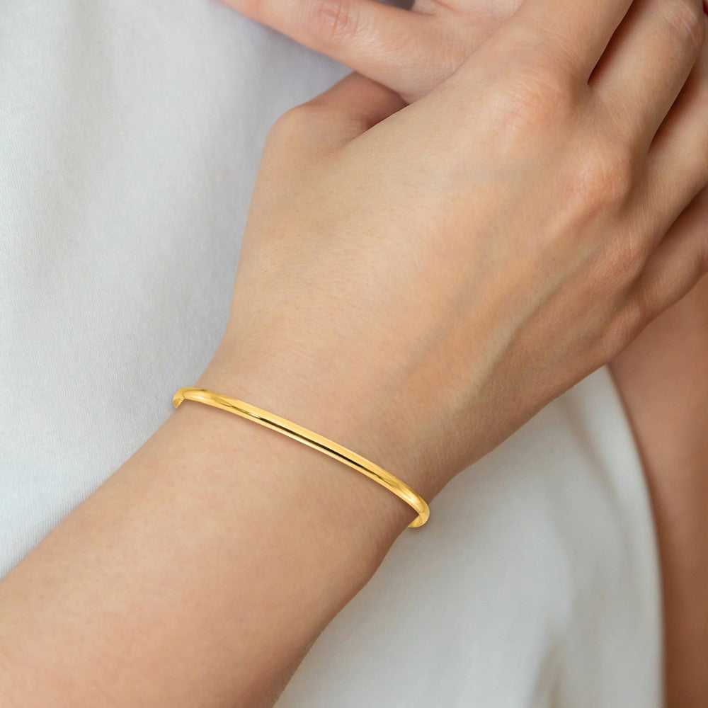 Sterling Silver Gold-plated 3mm Polished Plain Slip-On Bangle Bracelet