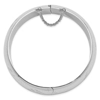 Sterling Silver Rhodium-plated D/C 20mm Hinged Bangle Bracelet