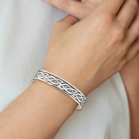 Sterling Silver Antiqued 12.5mm Celtic Design Cuff Bangle Bracelet