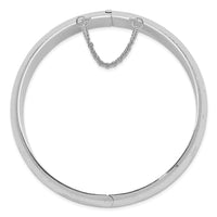 Sterling Silver Rhodium-plated D/C 15mm Fancy Hinged Bangle Bracelet