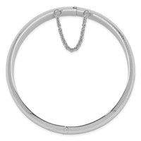 Sterling Silver Rhodium-plated D/C 10.25mm Hinged Bangle Bracelet
