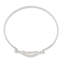 Sterling Silver Heart with Hook Closure Bangle Bracelet