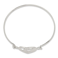 Sterling Silver Heart within a Heart w/Hook Closure Bangle Bracelet