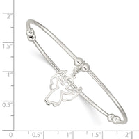 Sterling Silver Rhodium-plated Bead w/Angel Stretch Bangle Bracelet