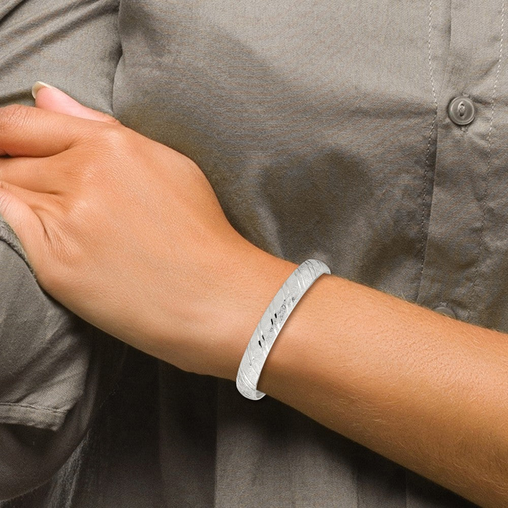 Sterling Silver Polished D/C 10.5mm Flexible Bangle