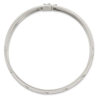 Sterling Silver Polished D/C and Textured Flexible Bangle