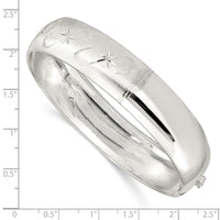Sterling Silver Polished D/C and Textured Flexible Bangle