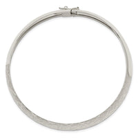 Sterling Silver Polished D/C Textured 10mm Flexible Bangle