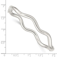 Sterling Silver Polished Wavy Hinged Bangle