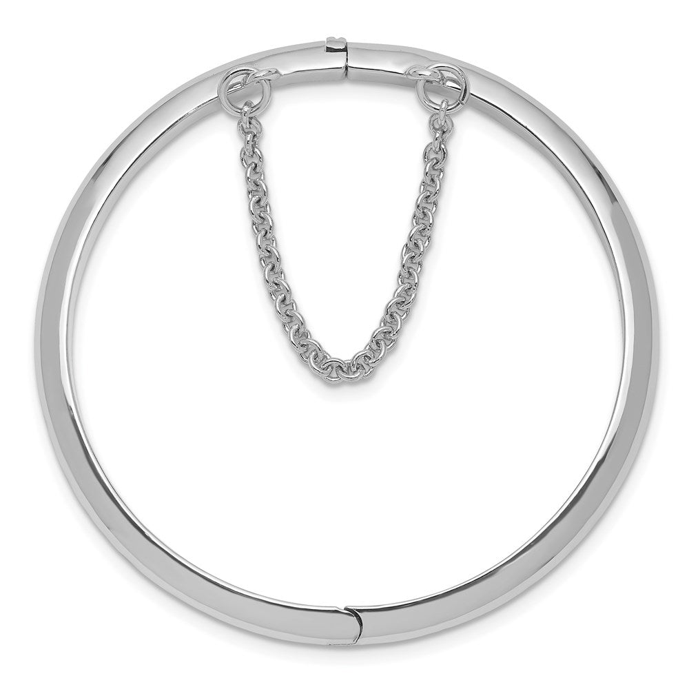 S Silver RH-pltd 4mm Polished 42mm Inside Diameter w/ Safety Hinged Bangle