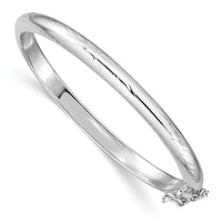 SS RH-plated Polished & D/C 4mm w/ Safety Hinged Children's Bangle
