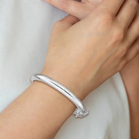 SS RH-plated Polished & D/C 5mm w/ Safety Hinged Children's Bangle