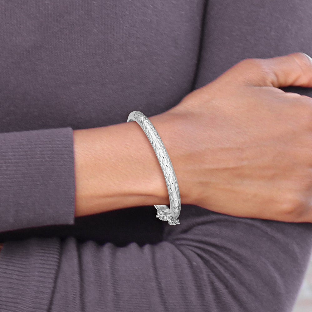 SS RH-plated Polished & D/C 4.5mm w/ Safety Hinged Children's Bangle