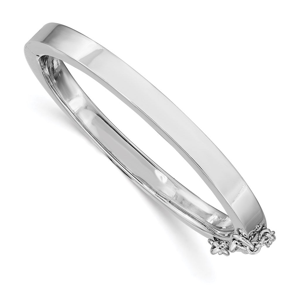 S Silver RH-pltd 4mm Polished 40mm Inside Diamete w/ Safety Hinged Bangle