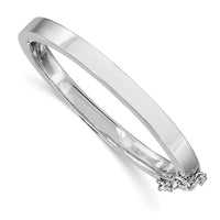 S Silver RH-pltd 4mm Polished 40mm Inside Diamete w/ Safety Hinged Bangle