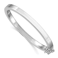 S Silver RH-pltd 4mm Polished 45mm Inside Diameter w/Safety Hinged Bangle