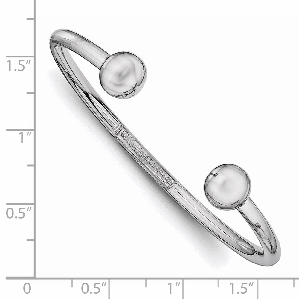 Sterling Silver RH-pltd 3mm Polished 50mm Inside Diameter Cuff Bangle