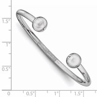 Sterling Silver RH-pltd 3mm Polished 50mm Inside Diameter Cuff Bangle