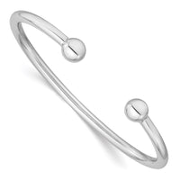 Sterling Silver RH-pltd 3mm Polished 50mm Inside Diameter Cuff Bangle
