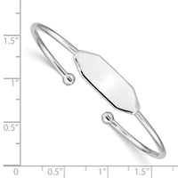 Sterling Silver RH-pltd 2mm Polished ID 48mm Inside Diameter Cuff Bangle