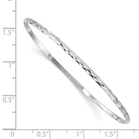 Sterling Silver RH-pltd Polished & D/C 2mm Slip-on Youth Bangle Bracelet