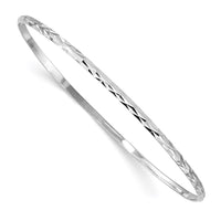 Sterling Silver RH-pltd Polished & D/C 2mm Slip-on Youth Bangle Bracelet
