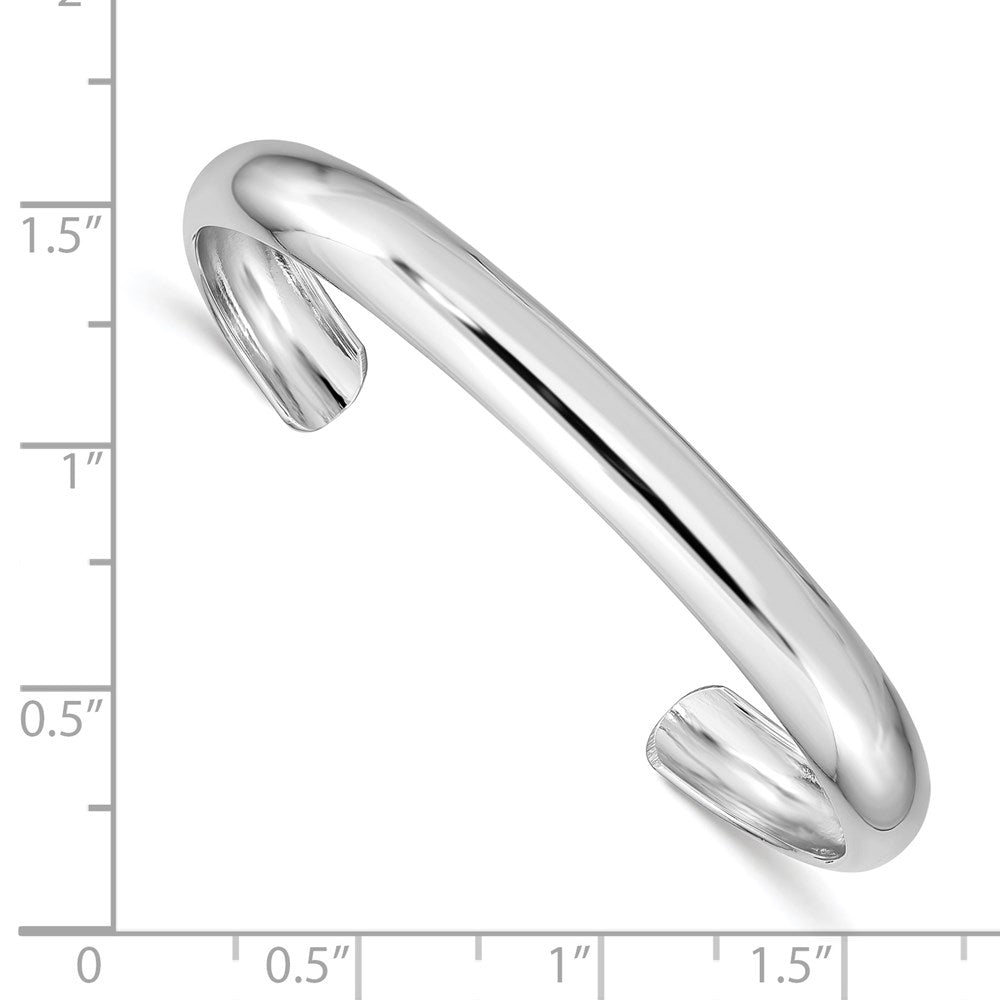 Sterling Silver RH-pltd 6mm Polished/Domed 45 Inside Diameter Cuff Bangle