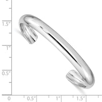 Sterling Silver RH-pltd 6mm Polished/Domed 45 Inside Diameter Cuff Bangle