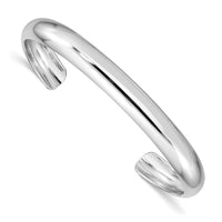 Sterling Silver RH-pltd 6mm Polished/Domed 45 Inside Diameter Cuff Bangle