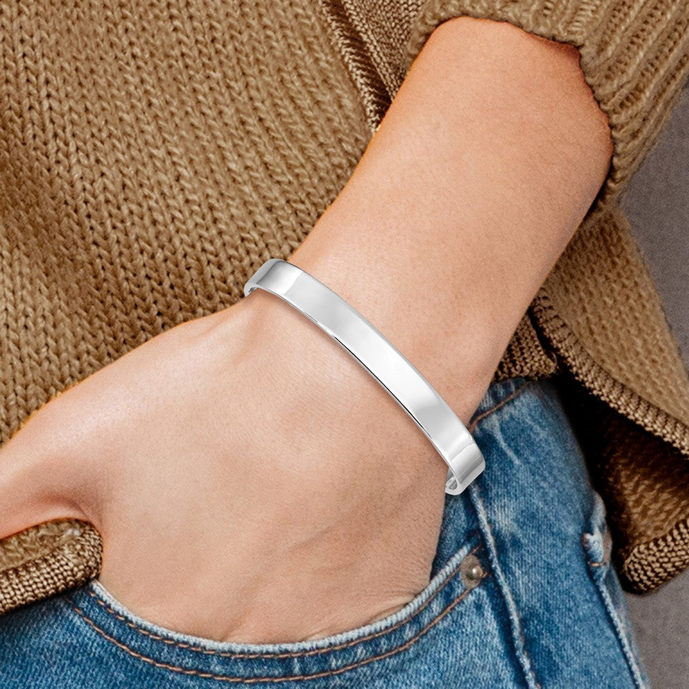 Sterling Silver RH-pltd 6mm Polished 45mm Inside Diameter Cuff Bangle