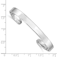 Sterling Silver RH-pltd 6mm Polished 60mm Inside Diameter Cuff Bangle