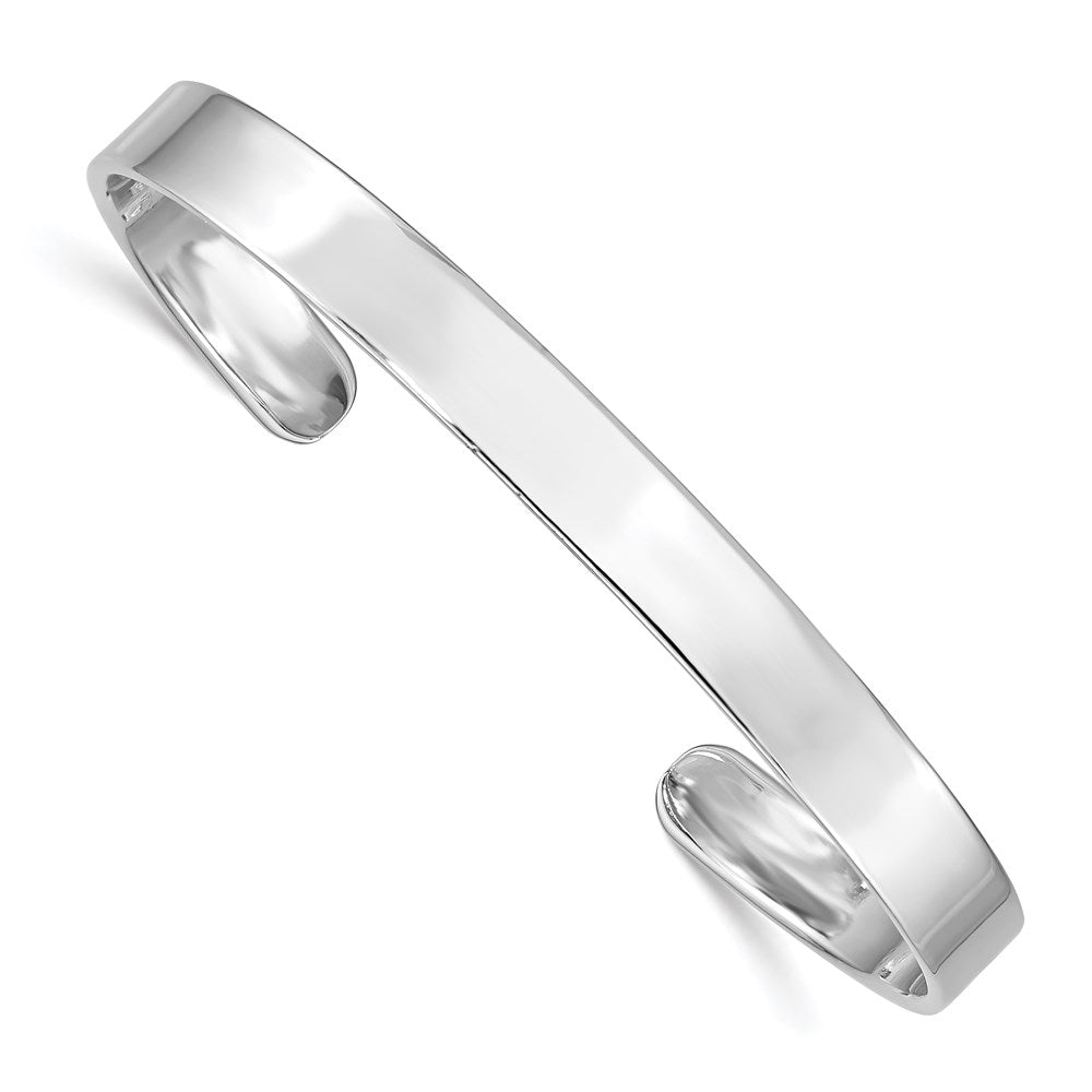 Sterling Silver RH-pltd 6mm Polished 60mm Inside Diameter Cuff Bangle