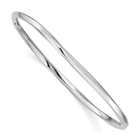 Sterling Silver Rhodium-plated 3.50mm Slip-on Bangle