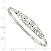 Sterling Silver Elephant Hinged Bangle