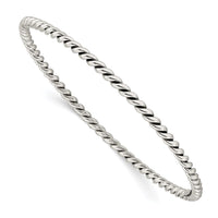 Sterling Silver Antiqued 3mm Twisted Slip-on Bangle