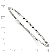 Sterling Silver Antiqued 2mm Twisted Slip-on Bangle