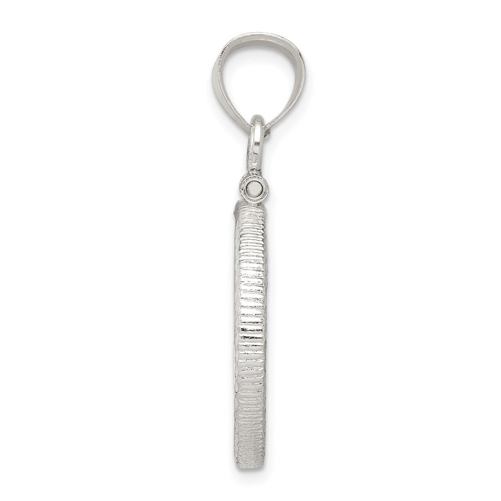 Sterling Silver 19.1 x 1.5mm $0.01 Screw Top Coin Diamond-cut Bezel Pendant