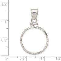Sterling Silver 19.1 x 1.5mm $0.01 Screw Top Coin Diamond-cut Bezel Pendant