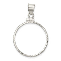 Sterling Silver 24.1 x 1.7mm $0.25 Screw Top Coin Diamond-cut Bezel Pendant
