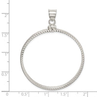 Sterling Silver 39.4 x 3.1mm 1 oz. Screw Top Coin Diamond-cut Bezel Pendant