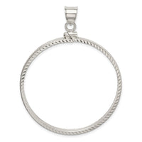 Sterling Silver 39.4 x 3.1mm 1 oz. Screw Top Coin Diamond-cut Bezel Pendant
