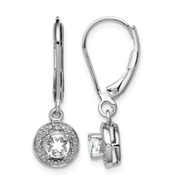 Sterling Silver Rhodium-plated Diam. & White Topaz Earrings
