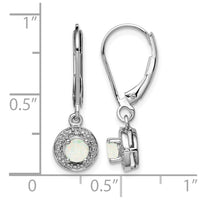 Sterling Silver Rhodium-plated Diam. & Created Opal Earrings