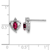 Sterling Silver Rhodium-plated Created Ruby & Diam. Earrings